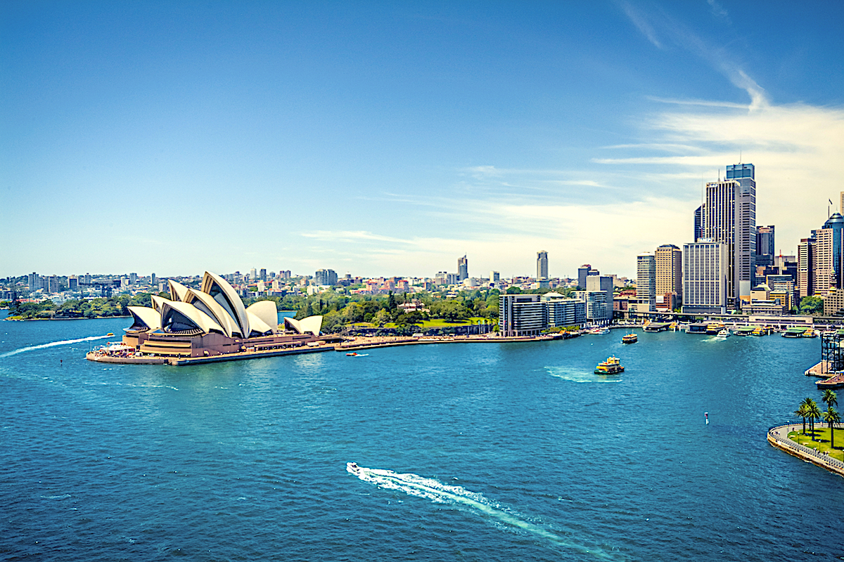 View of Sydney Harbor with Opera House and Harbor Bridge